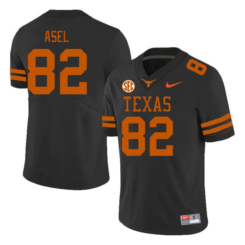 Texas Longhorns #82 Gus Asel SEC Conference College Football Jerseys Stitched Sale-Black